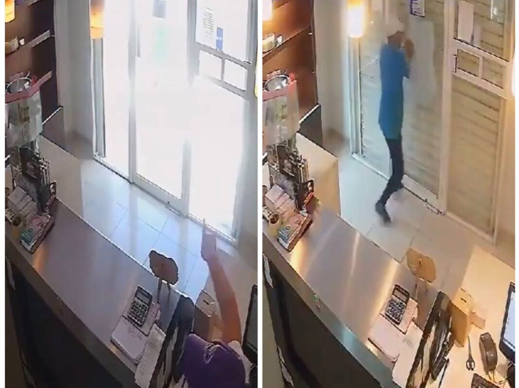 Video viral de la mujer que dejo encerrado a ladrón que quería robarla. Foto de: Redes sociales.